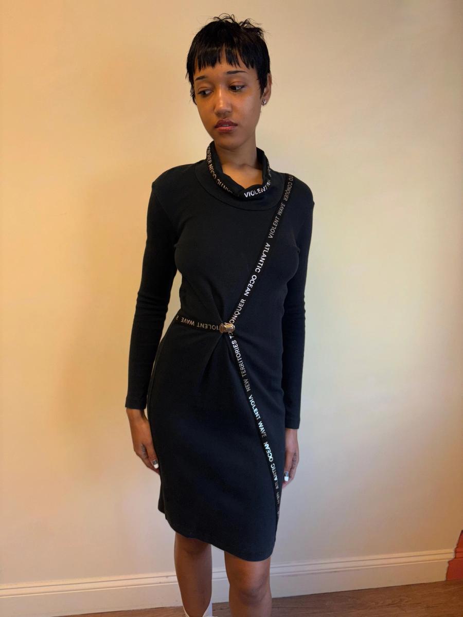 80s Kansai Yamamoto Suspender Clip Text Dress product image