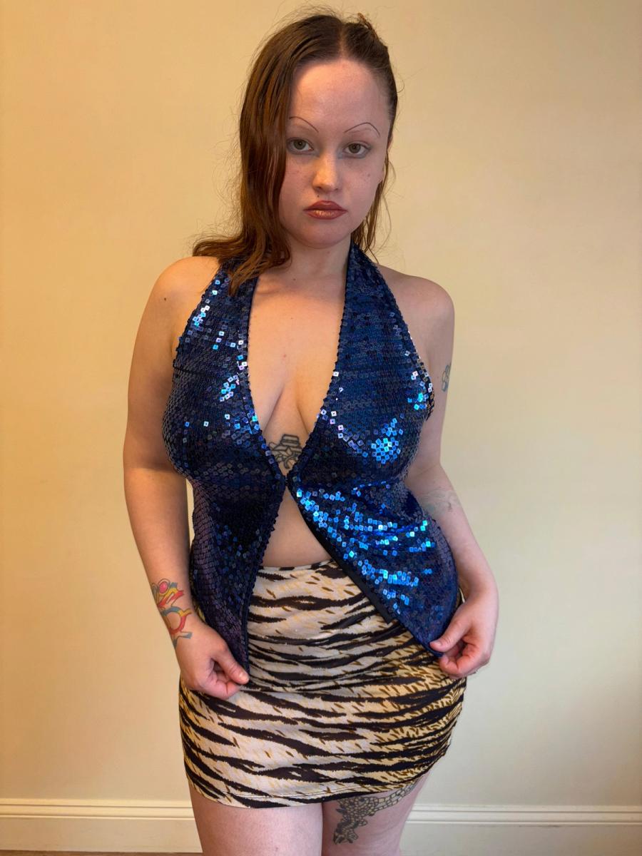 90s Chantal Thomass Blue Sequin Halter Top product image