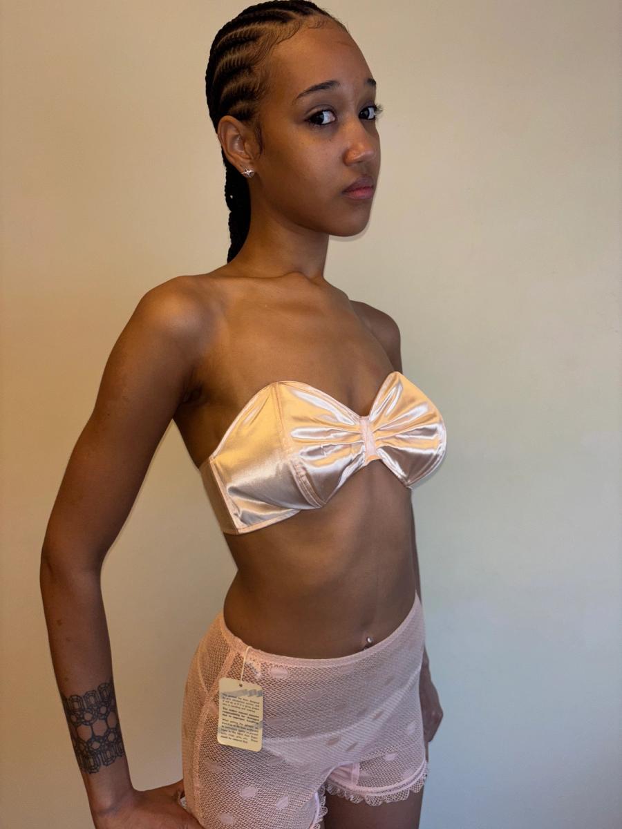 40s French Pink Satin Bra product image