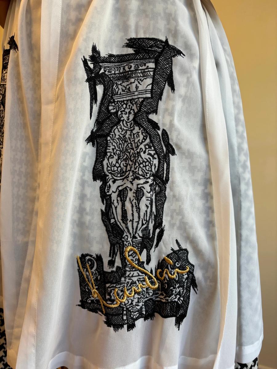 90s Kansai Yamamoto Greco-Roman Embroidered Paneled Dress product image