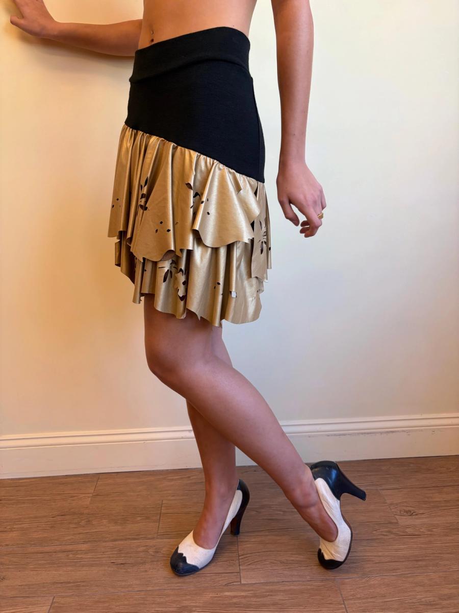 80s Yvan & Marzia Asymmetrical Gold Skirt product image
