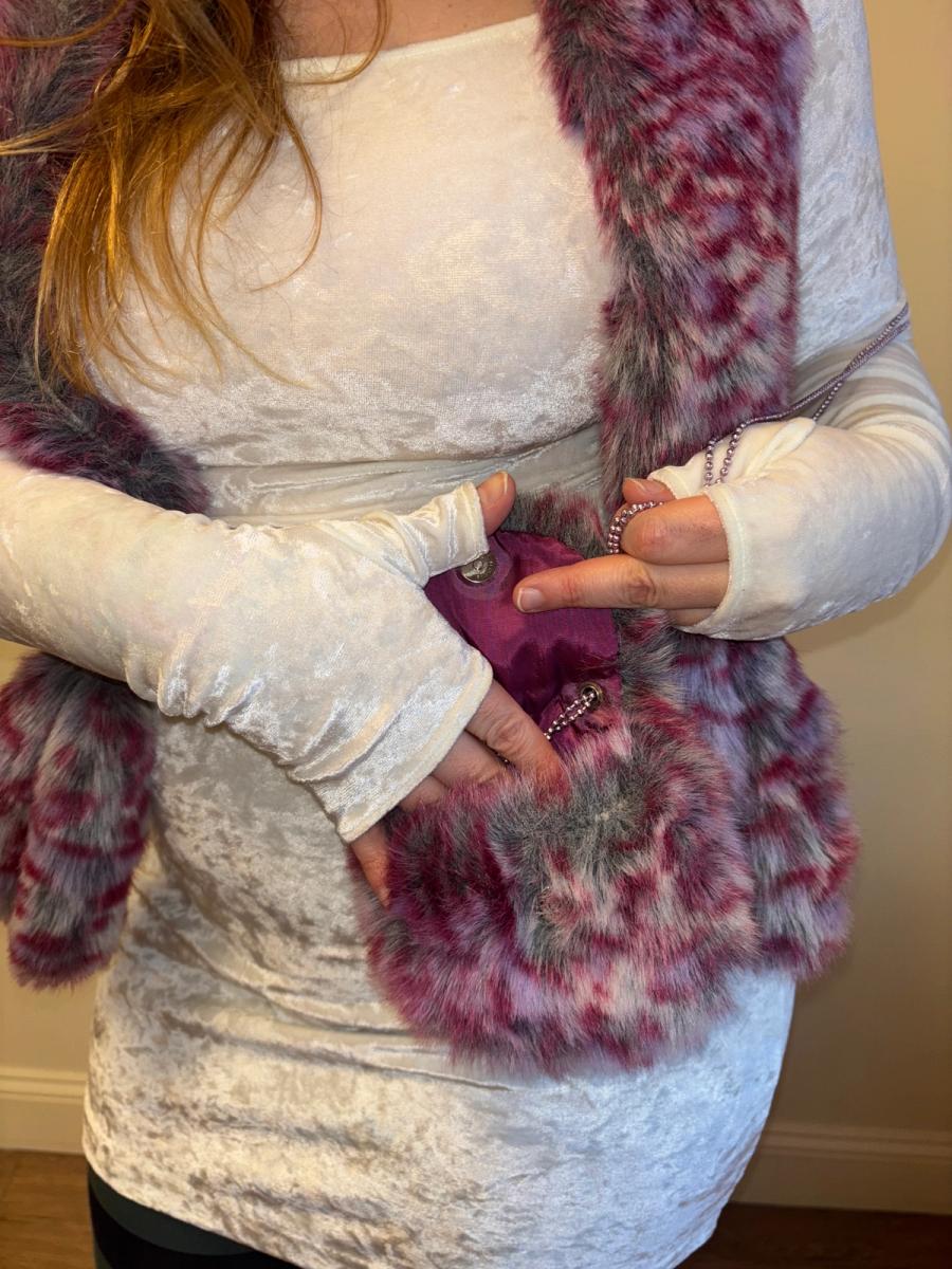 MILK Pink Faux Fur Scarf and Matching Purse product image