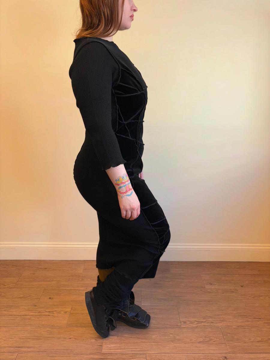 90s Patchwork Velvet Jean Colonna Dress product image