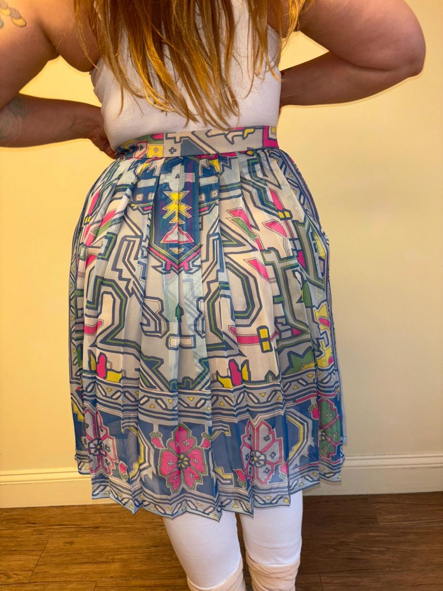 80s Ungaro Pleated Floral Chiffon Skirt  product image