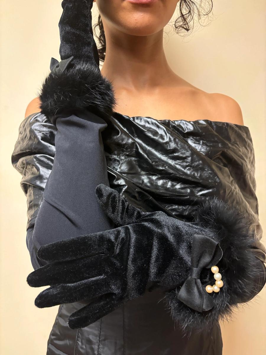 MILK Black Fur and Pearl Gloves product image