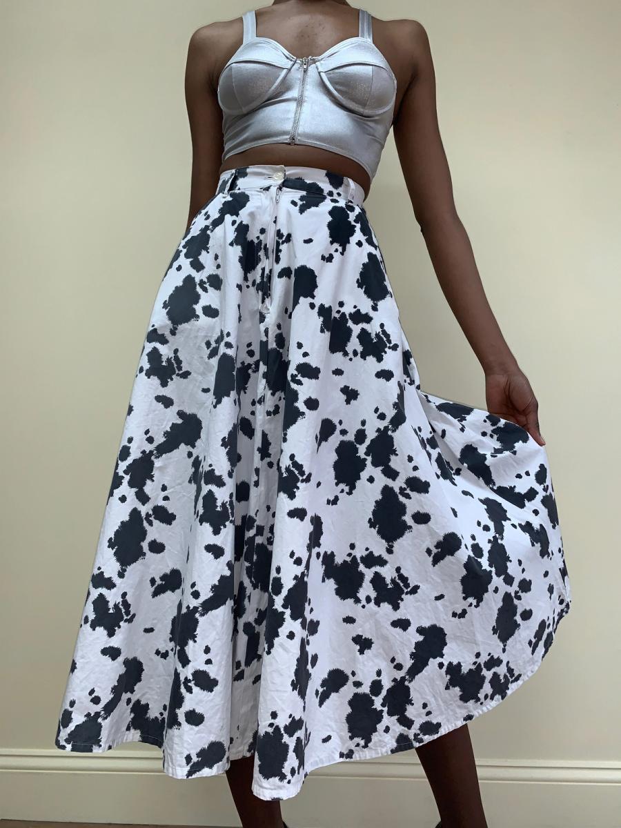 80s Norma Kamali Cow Print Skirt product image