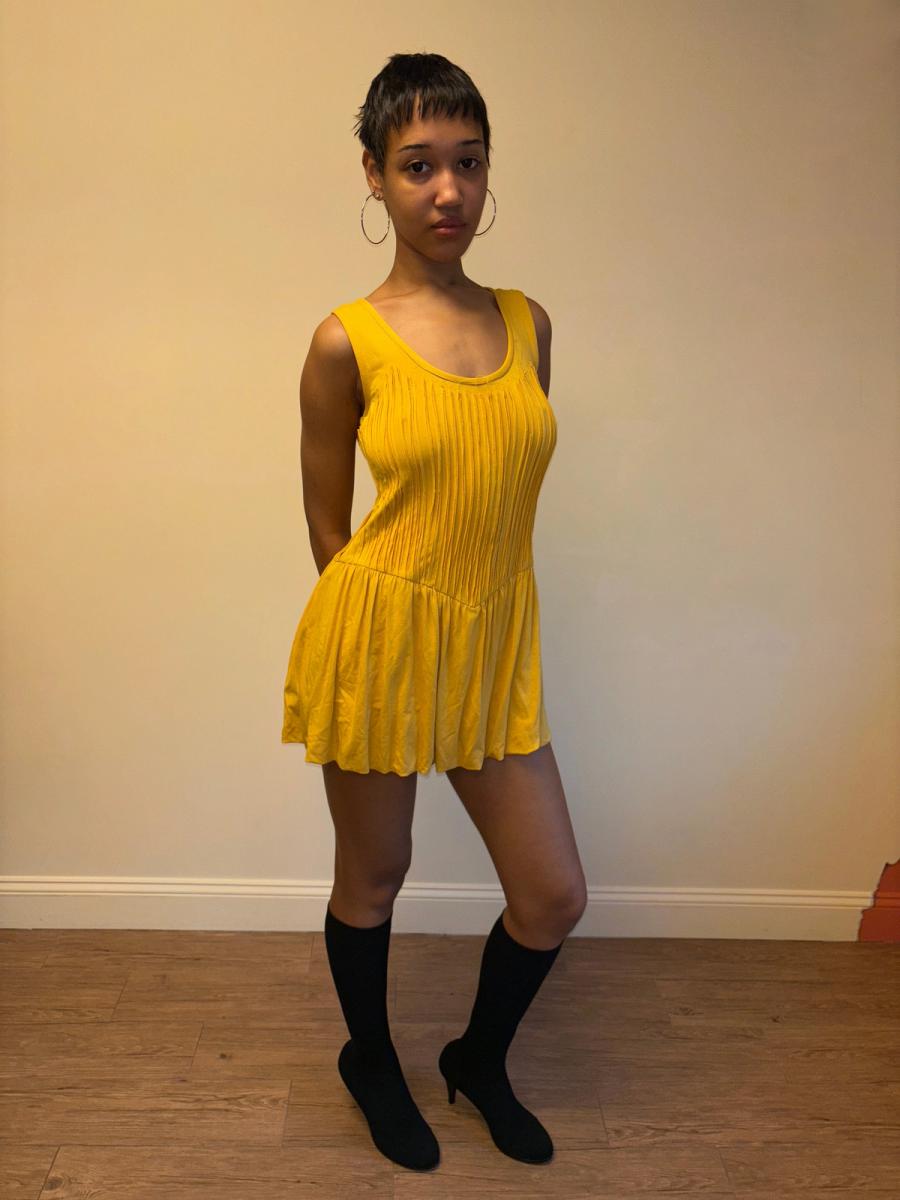 80s Koos Van Den Akker Shredded Yellow Bubble Dress product image