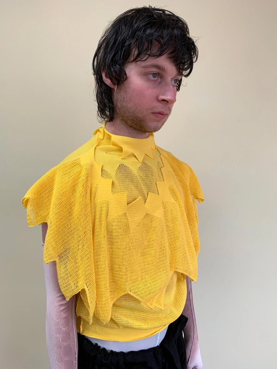 Issey Miyake APOC Yellow Pleated Top With Hood product image