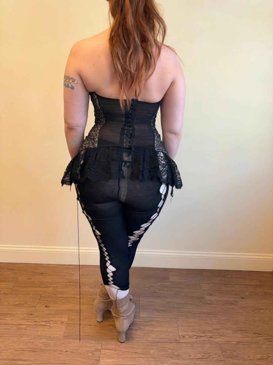 French 50s Simone Perelle Black Lace Bustier product image