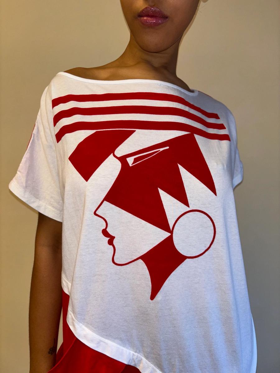 80s Kansai Yamamoto Flocked Woman Face Tunic product image