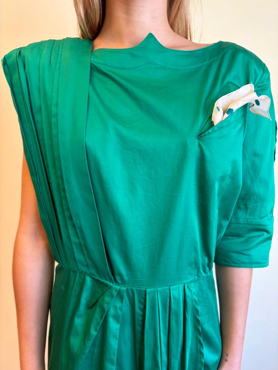 1980s Thierry Mugler Emerald Asymmetrical Dress product image