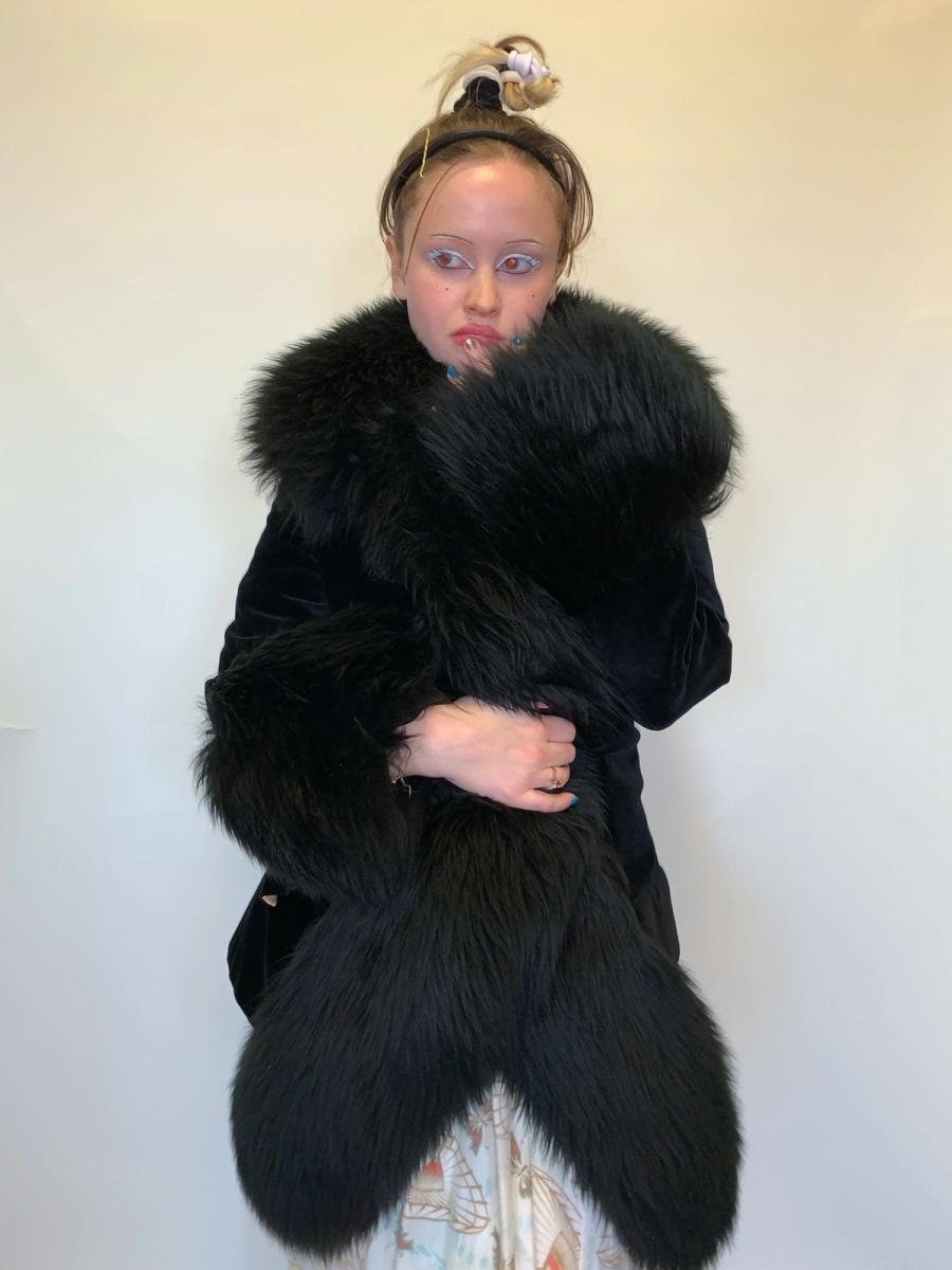 Vivienne Westwood 90s Velvet Coat with Fur Trim product image