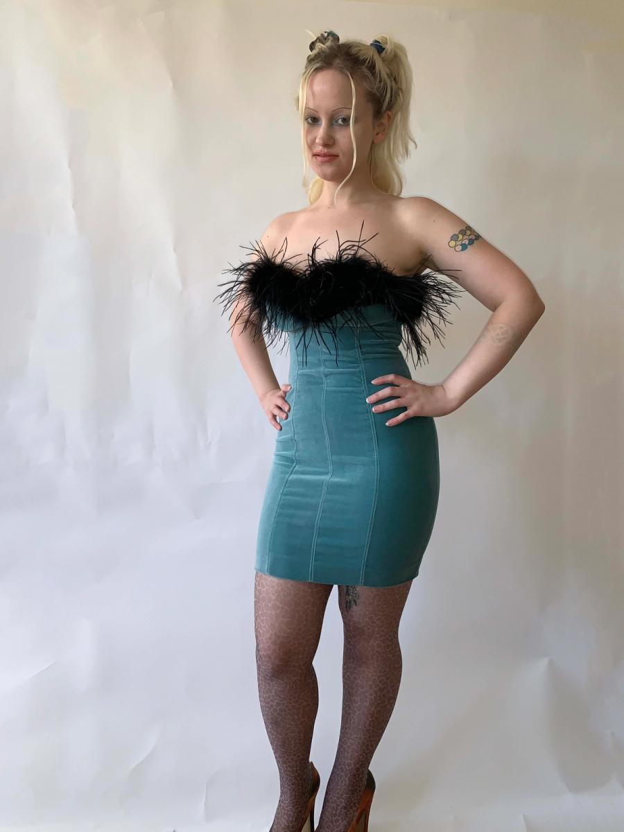 Chantal Thomass Feathered Cocktail Gown 