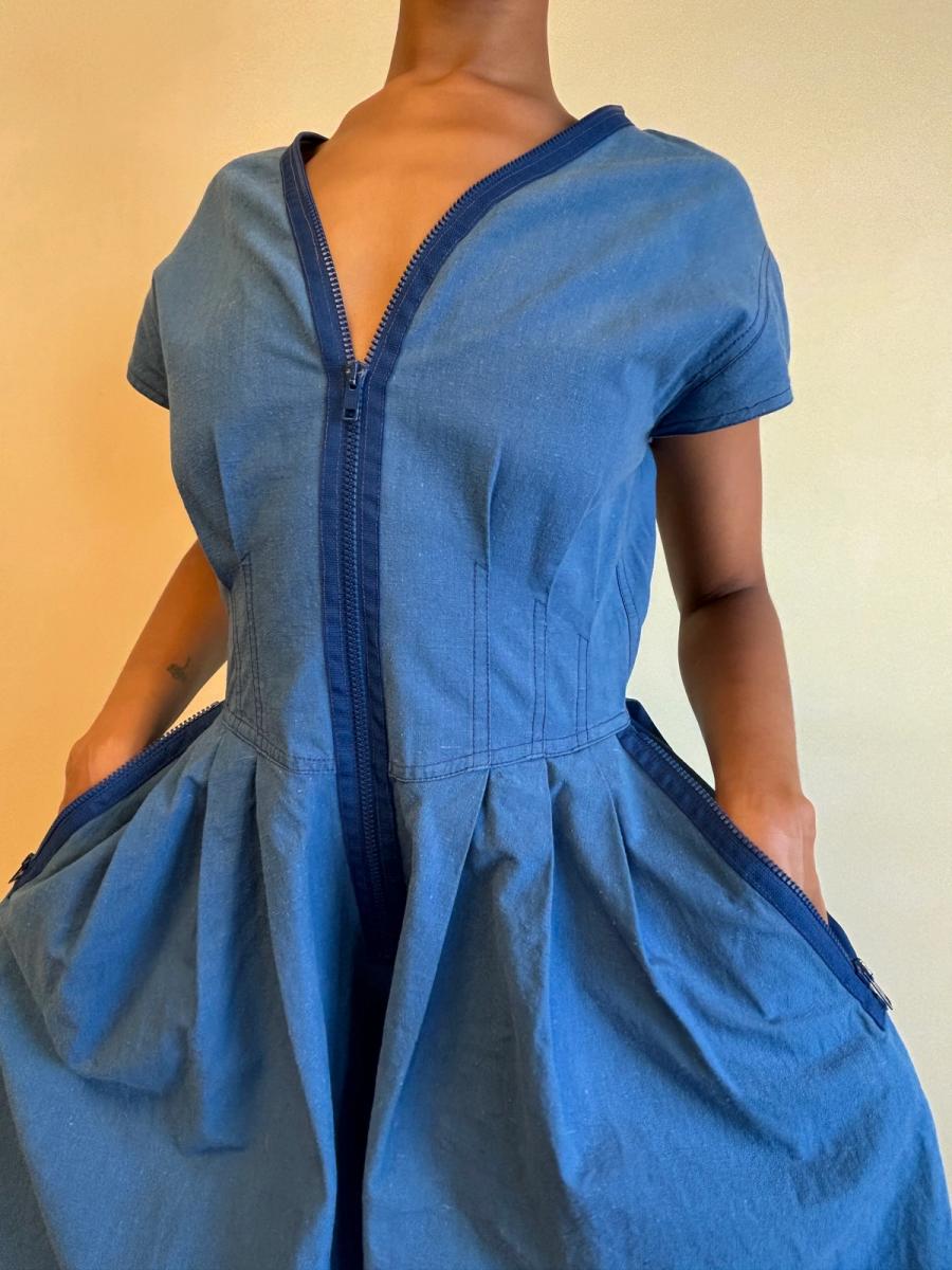 80s Krizia Chambray Romper with Zippers product image