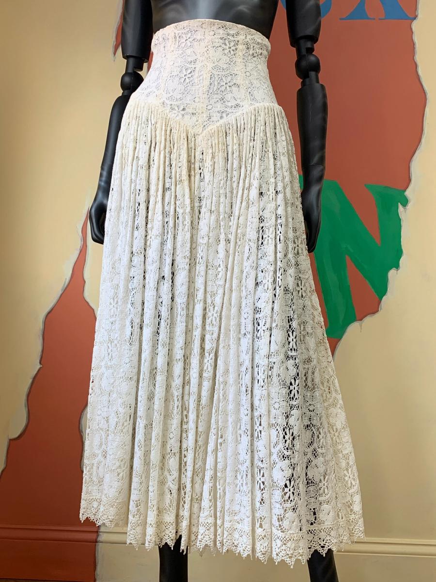 80s Norma Kamali Lace Hi-Waist Skirt product image
