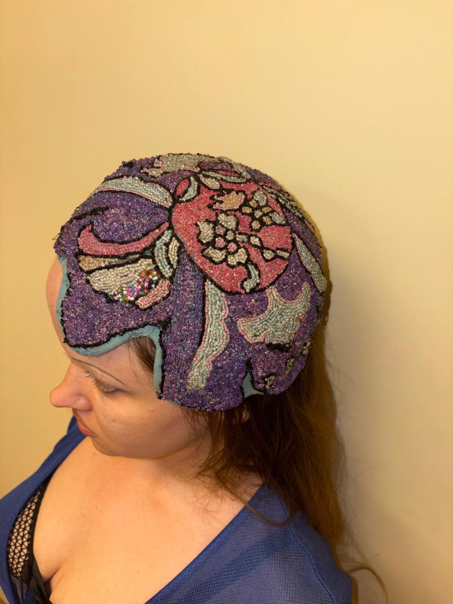 1920s Beaded Casque Helmet Hat product image