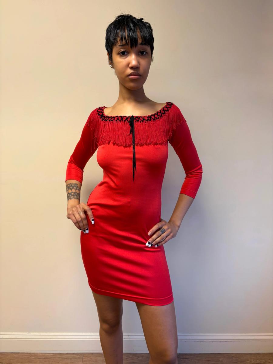 90s Chantal Thomass Red Fringe Dress product image