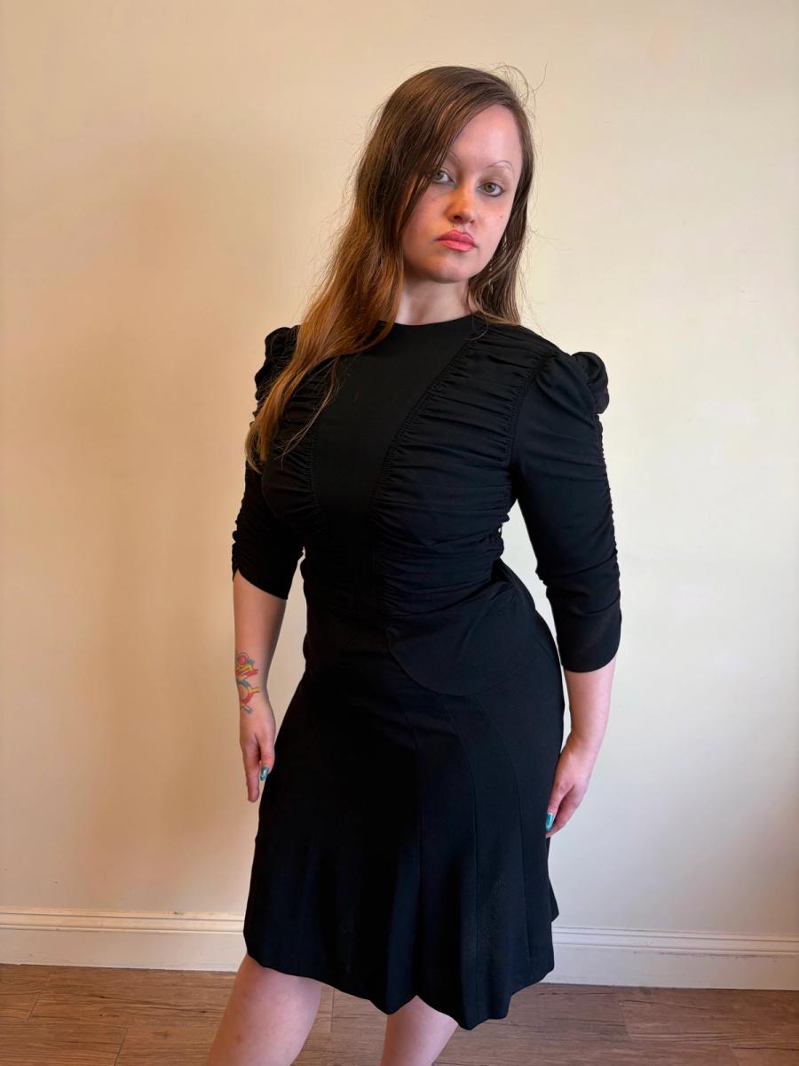 Norma Kamali OMO 80s does 40s Ruched Crepe Dress  product image