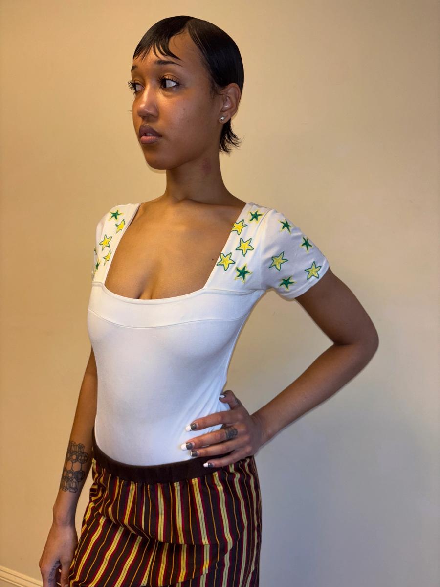 Christian Llinares Satin Leotard with Green Stars product image