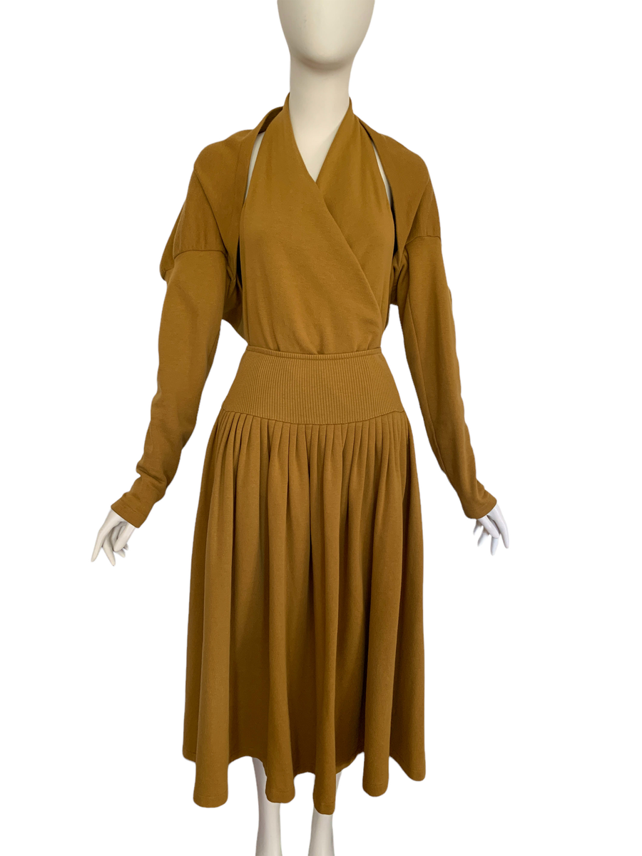 80s Norma Kamali Ochre 3 Piece Dress product image