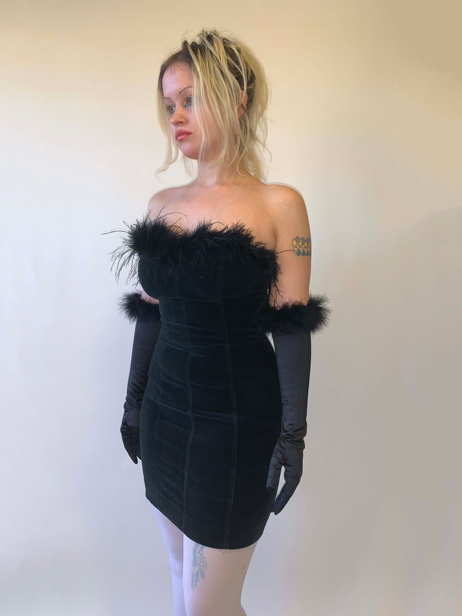 Chantal Thomass Velvet Cocktail Gown with Gloves Set product image