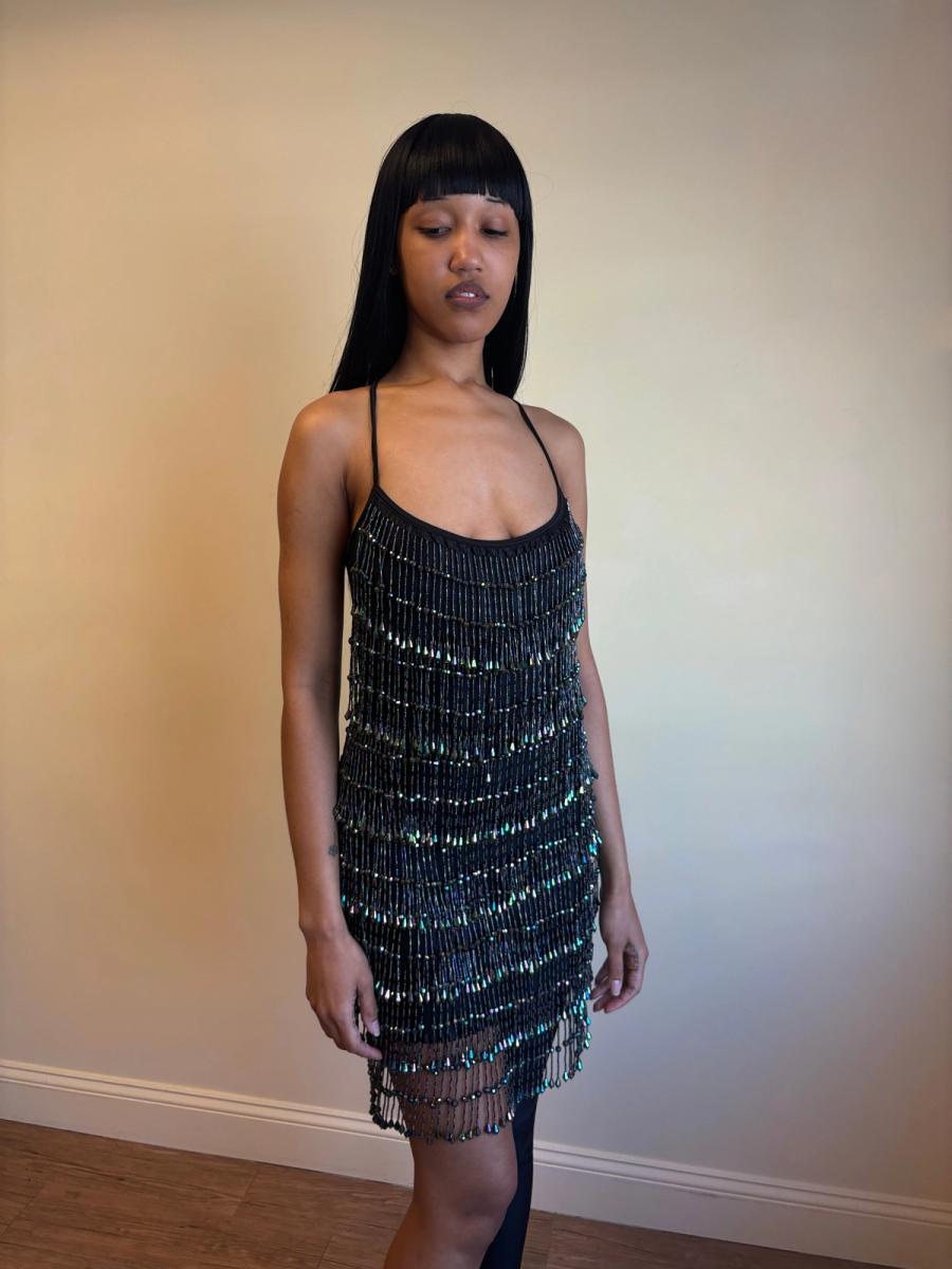 1980s Helen Storey Beaded Tassel Dress product image