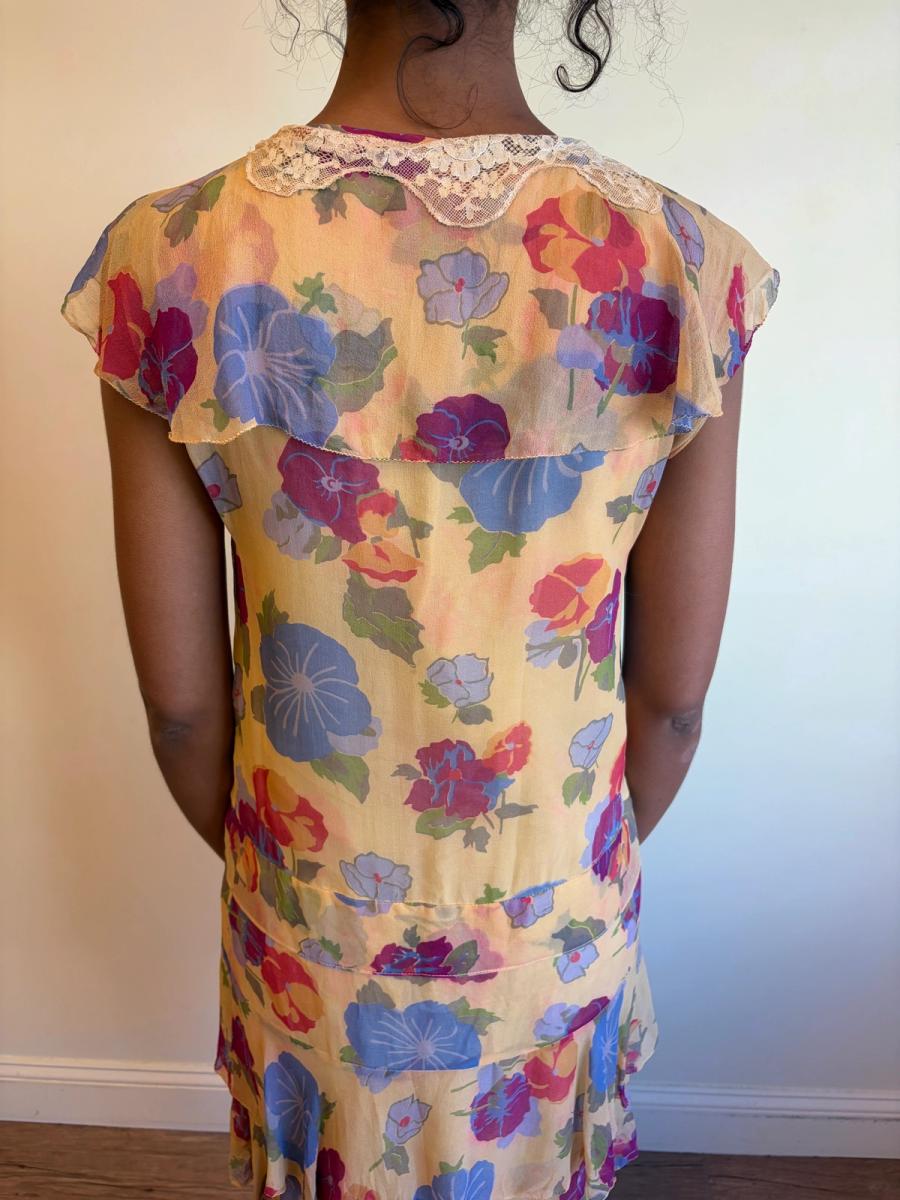 French Late 1920s- 1930s Floral Chiffon Dress product image