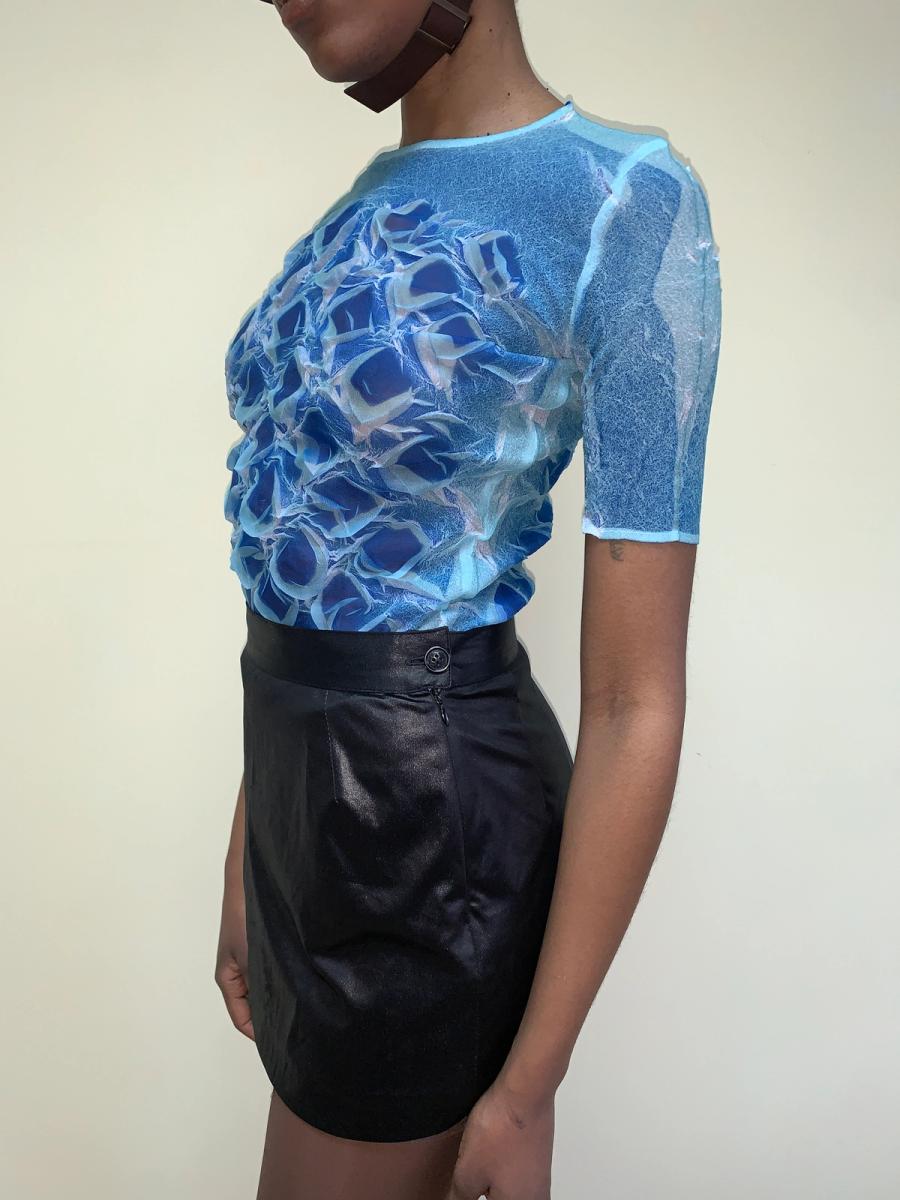 90s Yoshiki Hishinuma Blue Pleated Top product image