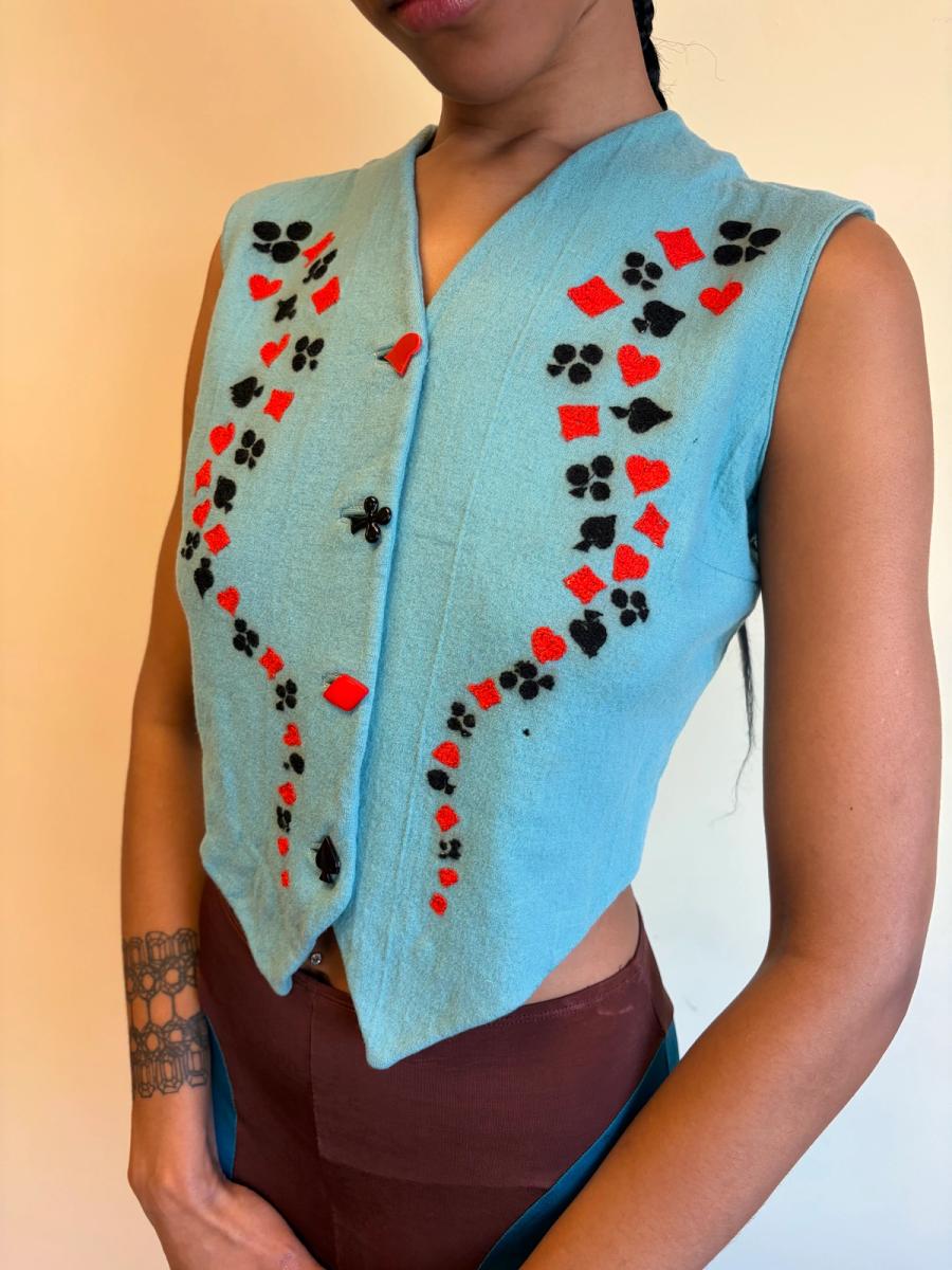 40s Playing Card Theme Embroidered Vest product image