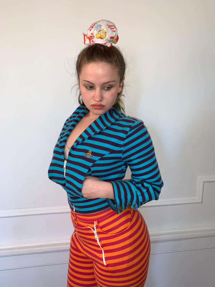 90s Vivienne Westwood Cropped Stripe Sweatshirt