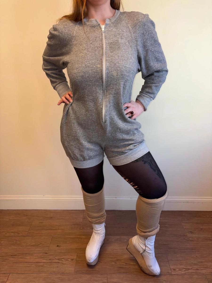 1980  Norma Kamali Gray Zip Up Jumpsuit product image