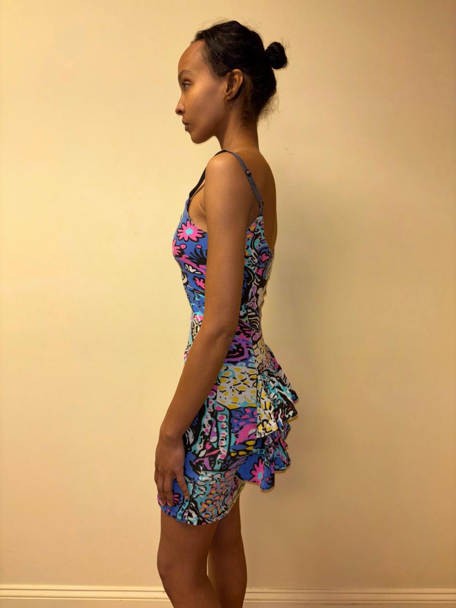 2000s Betsey Johnson Fawn Print Bustle Dress product image