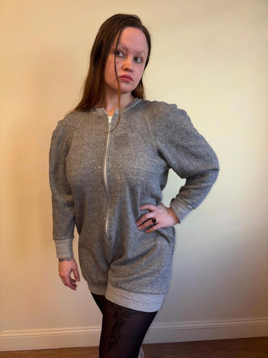 1980  Norma Kamali Gray Zip Up Jumpsuit product image