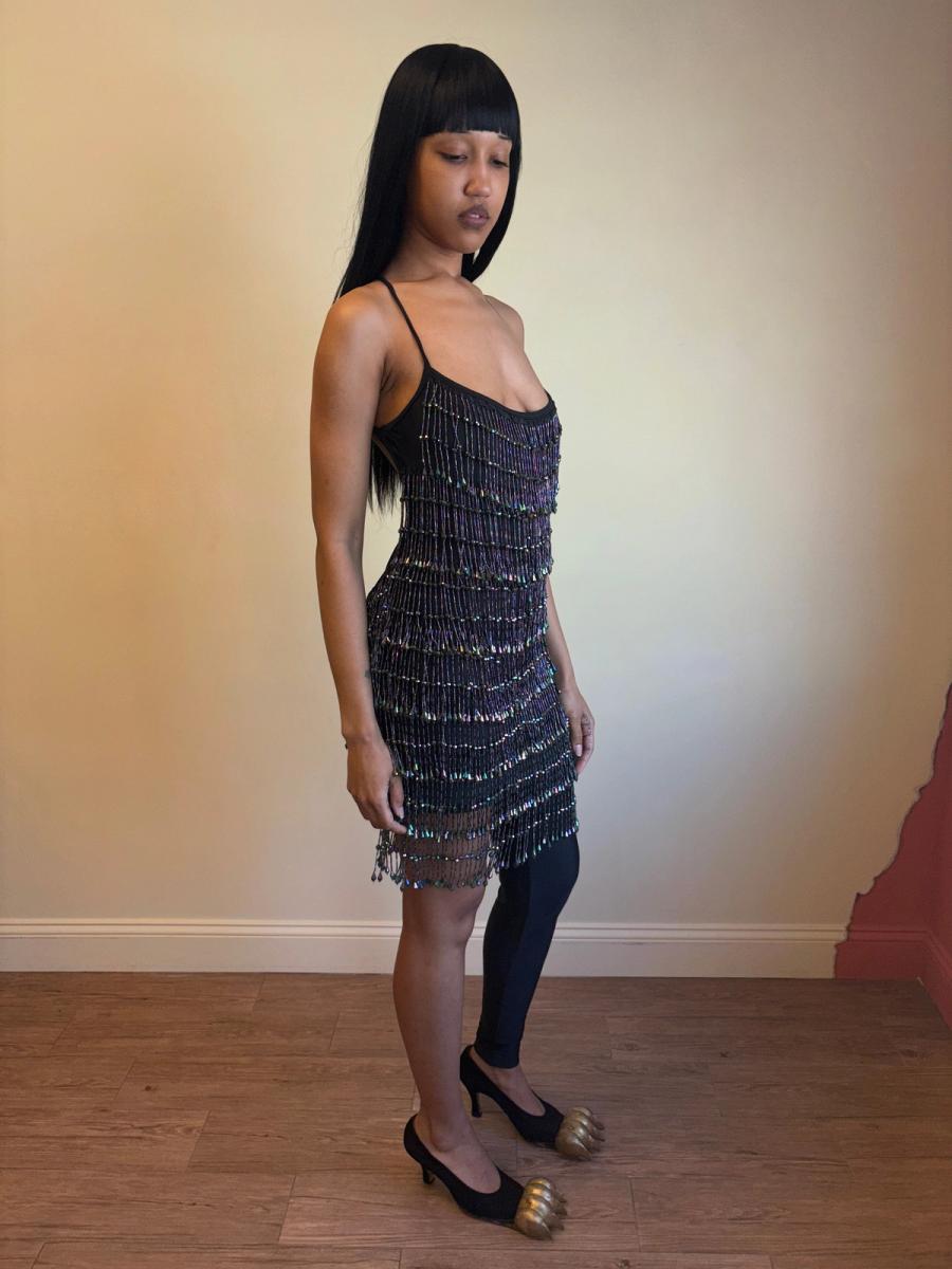 1980s Helen Storey Beaded Tassel Dress product image