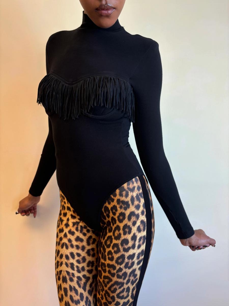 Chantal Thomass A/W 1993 Black Fringe Bodysuit