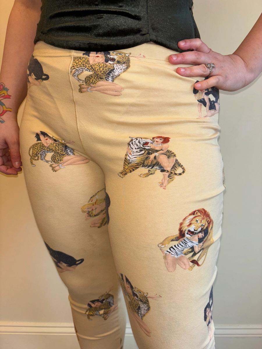 80s Krizia Big Cat and Pinup Girl Leggings product image