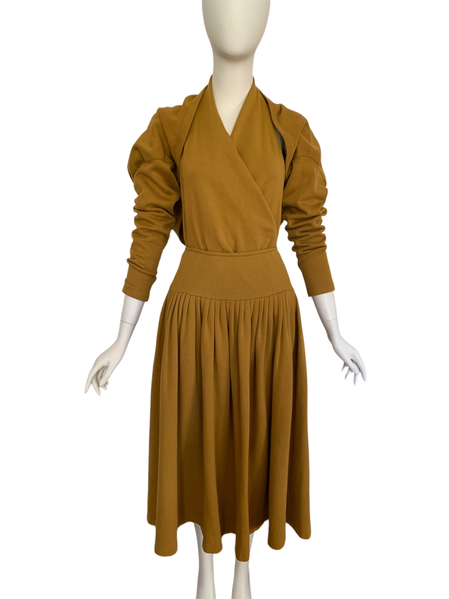 80s Norma Kamali Ochre 3 Piece Dress product image