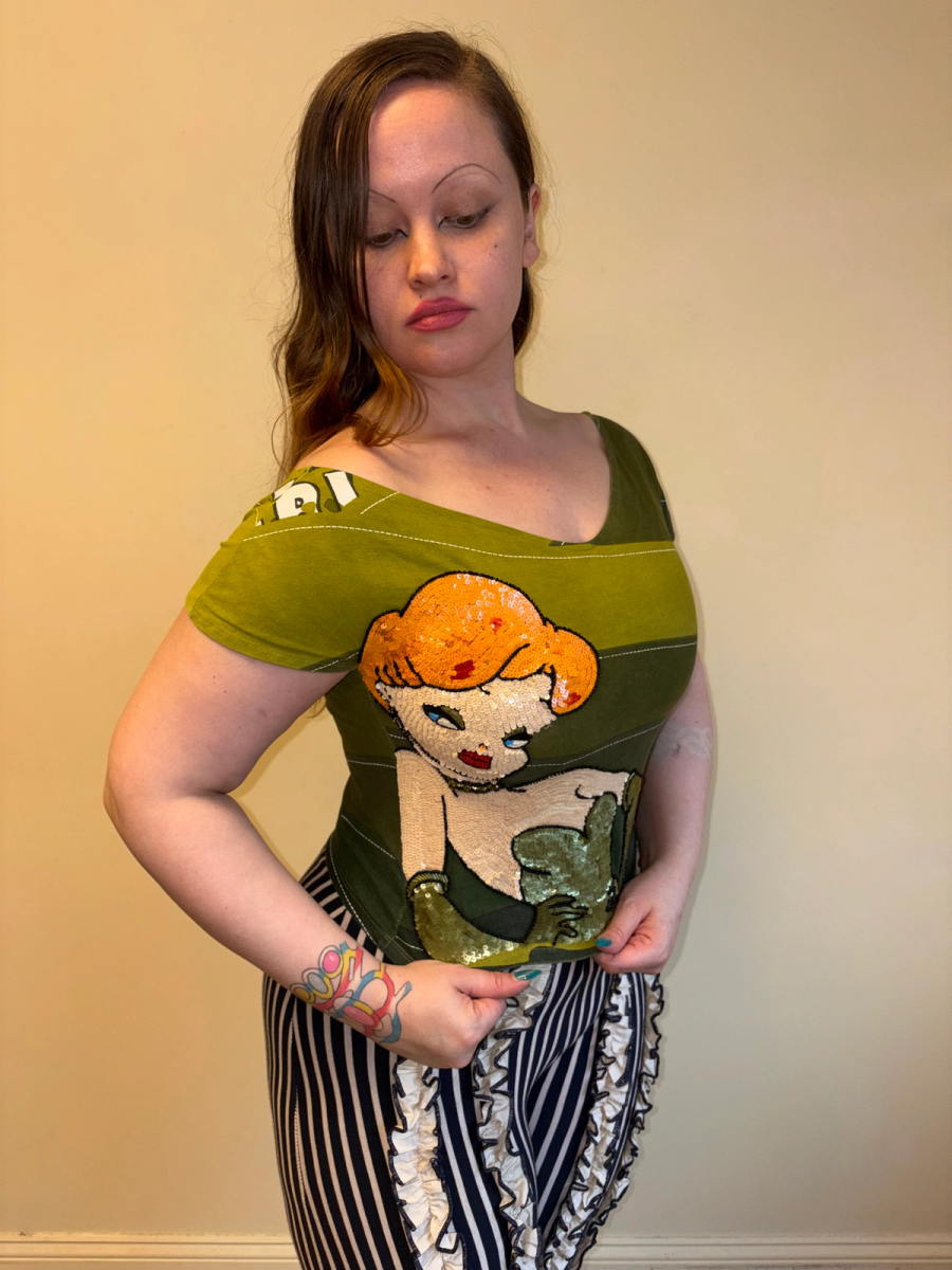 Vintage Sequin Redhead Pinup Girl T-shirt product image