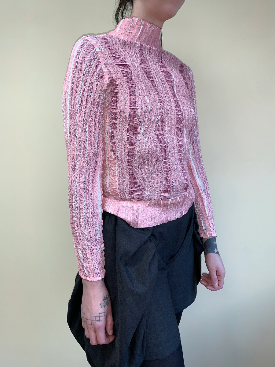 90s Yoshiki Hishinuma Pink Pleated Top product image