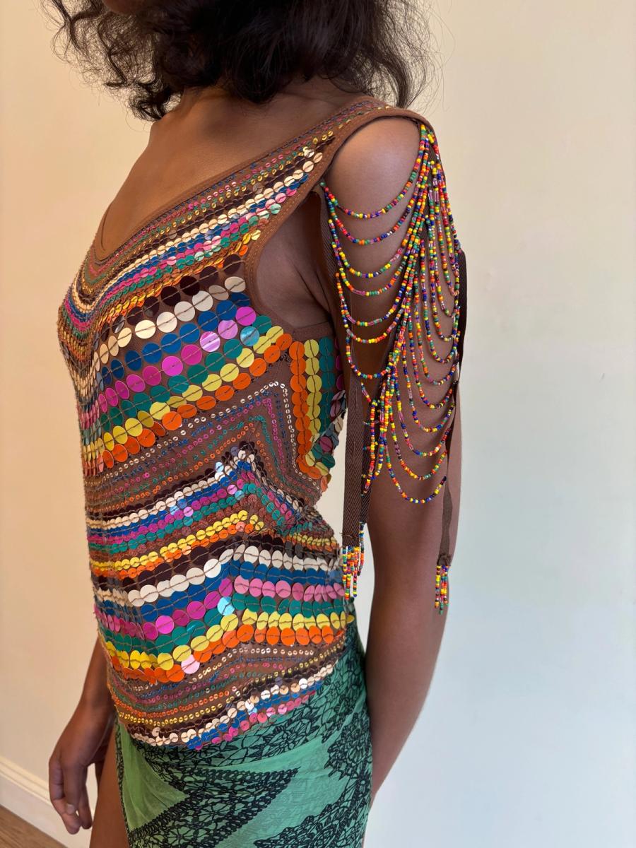 Italian Top with Beaded Sleeves product image