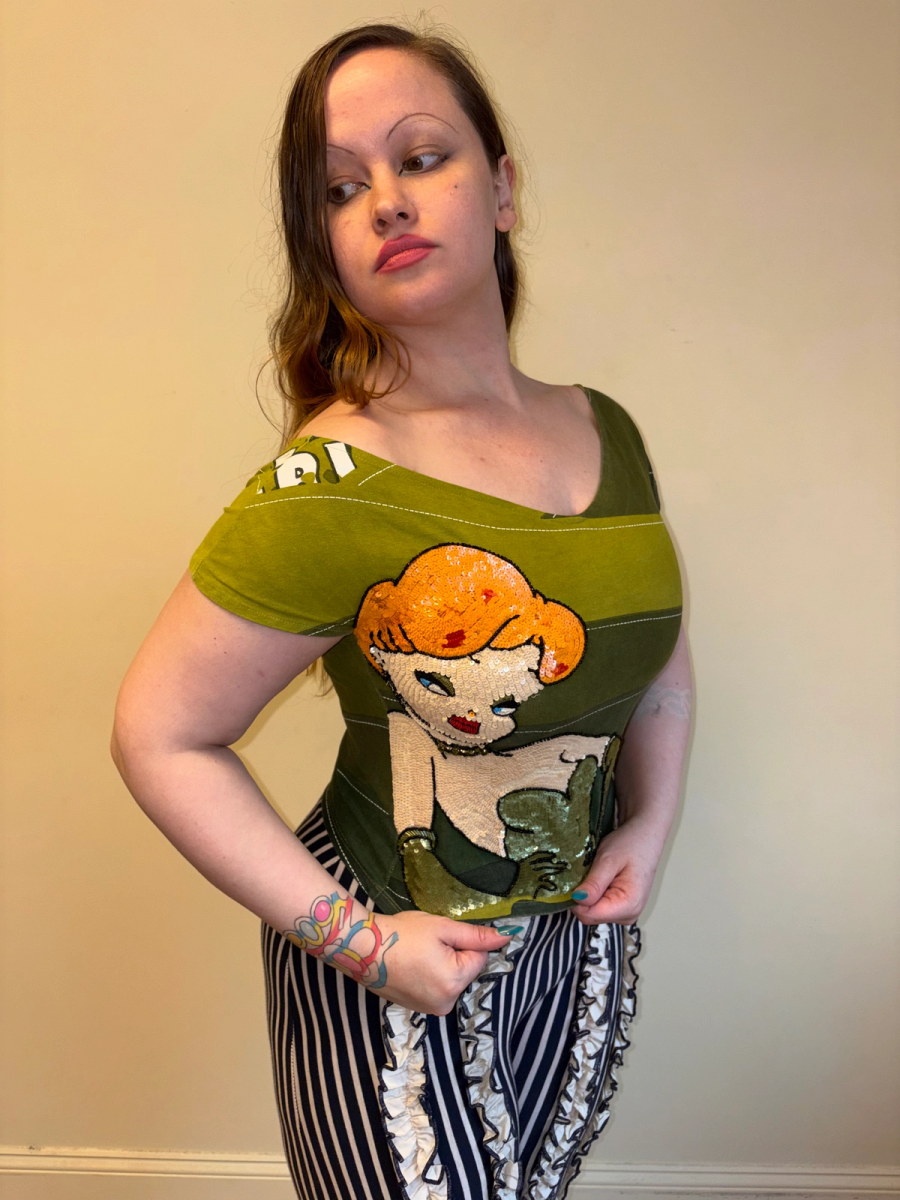 Vintage Sequin Redhead Pinup Girl T-shirt product image
