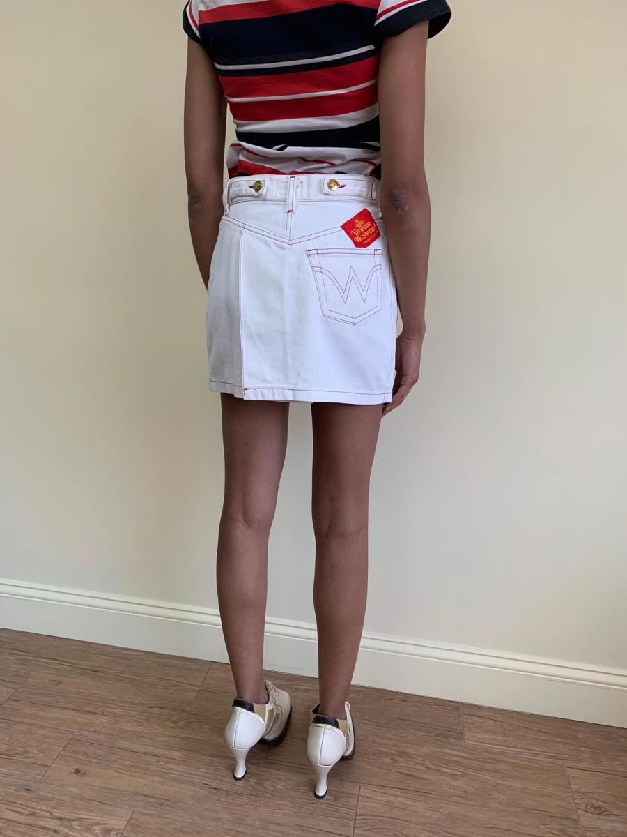 90s Vivienne Westwood White Denim Miniskirt product image