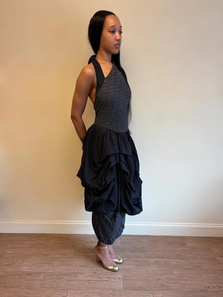 80s Popy Moreni Asymmetrical Ruched Dress product image