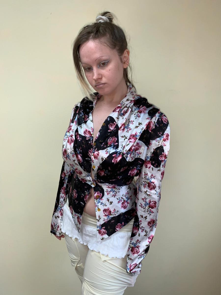 1996 Vivienne Westwood Rose Print Hooded Blouse product image