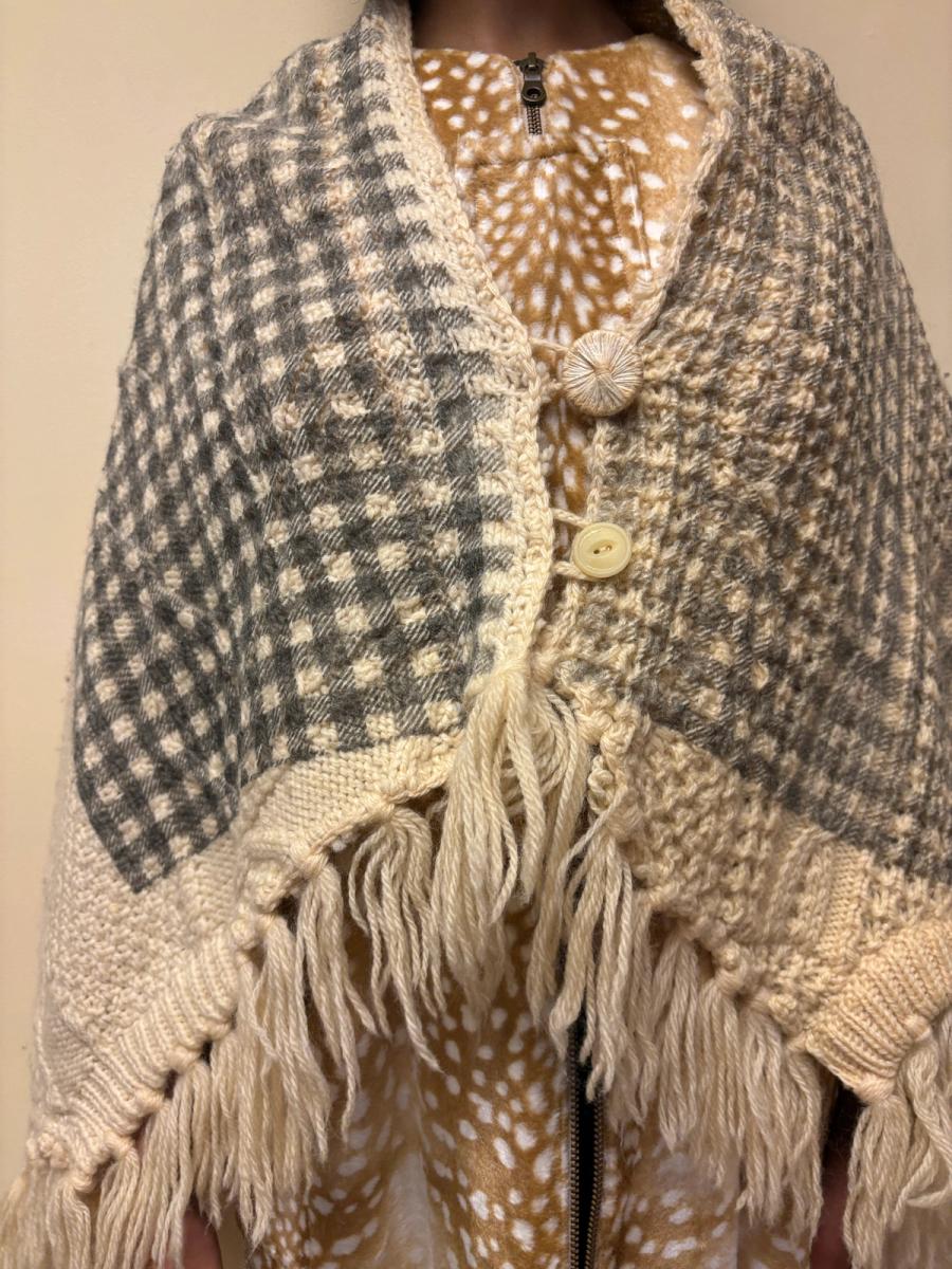 Keisuke Kanda Knit Shawl with Gingham Overprint  product image