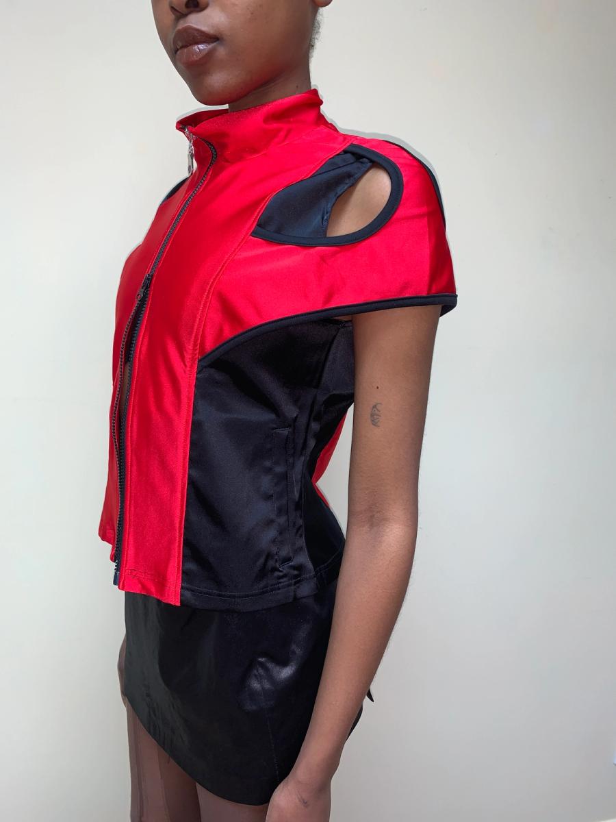90s Fötus Red and Black Cutout Top product image