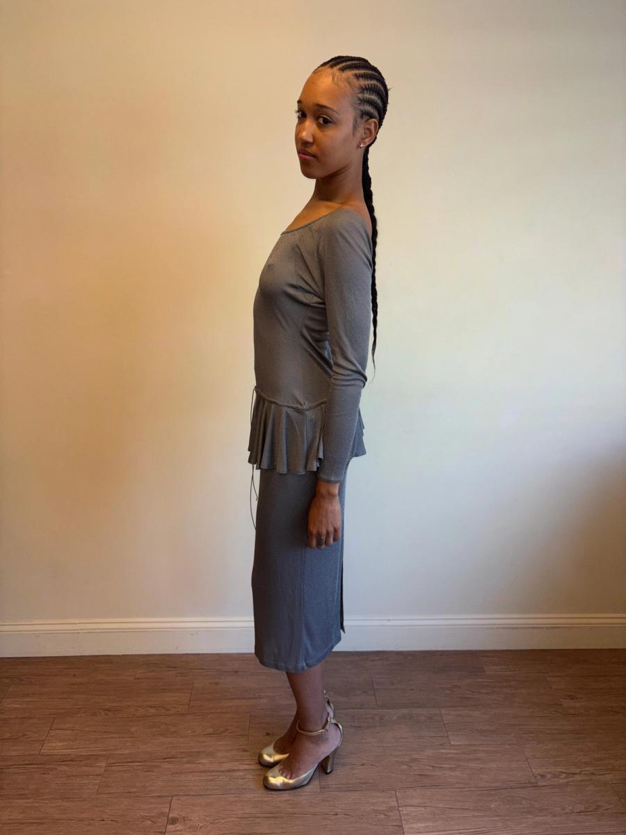 Vintage Chantal Thomass Pewter Drop Waist Ruffle Dress  product image