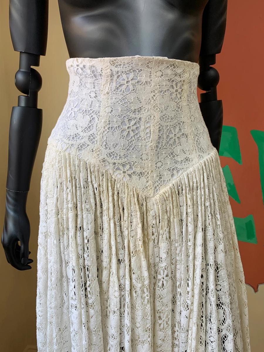 80s Norma Kamali Lace Hi-Waist Skirt product image