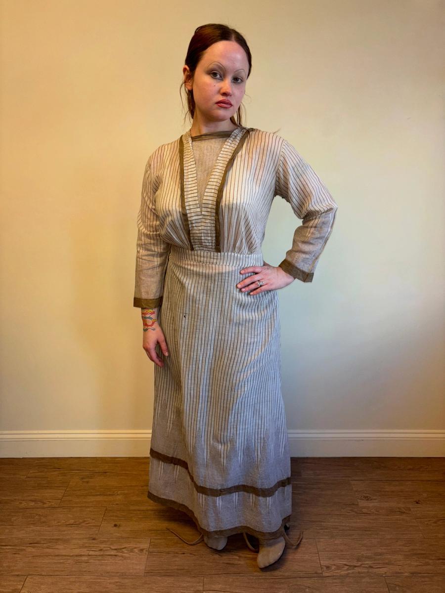 Edwardian Striped Dress Vermicular Print product image