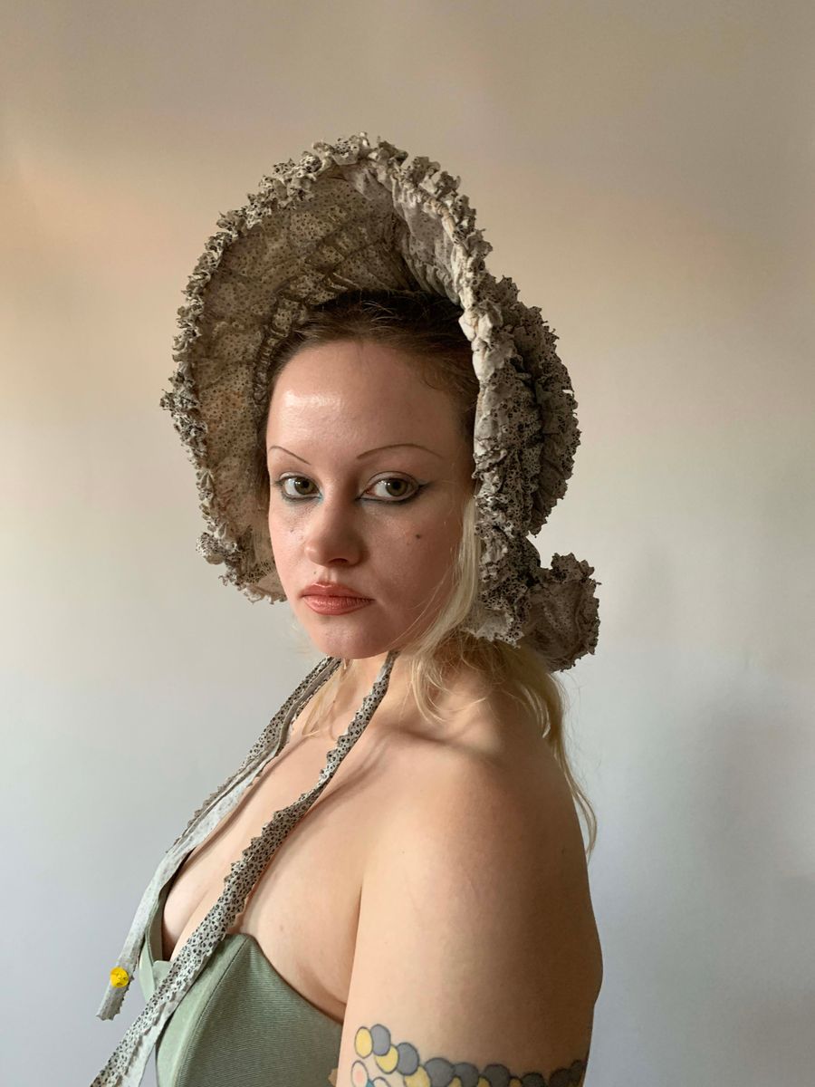 1800s Calico French Calash Bonnet product image